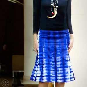 Tory Burch Indigo Blue and White Tie Dye Skirt